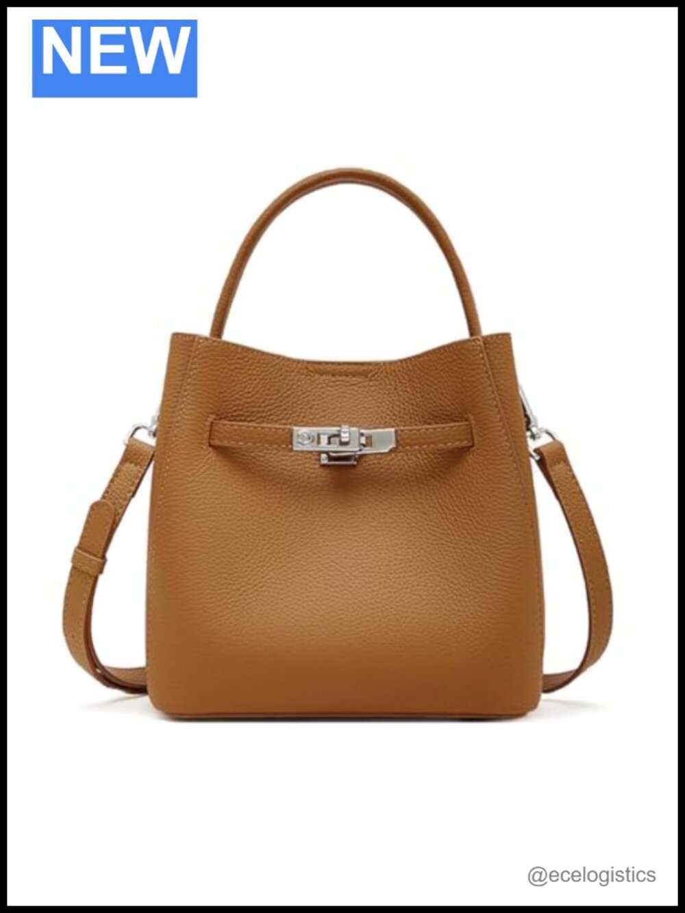 Genuine Leather Mini Bucket Bag Top Handle Crossbody Purse Full-Grain Women
